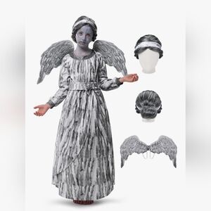 Spooktacular Creations Girls Statue Costume Size L 10-12 Angel Wings New